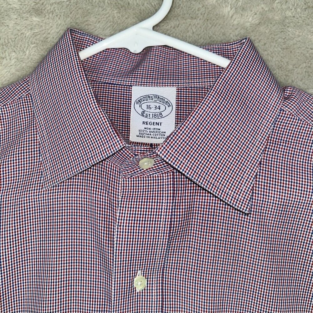 Brooks Brothers Regent Long Sleeve Button Up Dress Shirt Mens 16/34 Red White - Picture 5 of 9